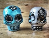 Dia los Muertos Salt and Pepper Shakers - Blue & Silver