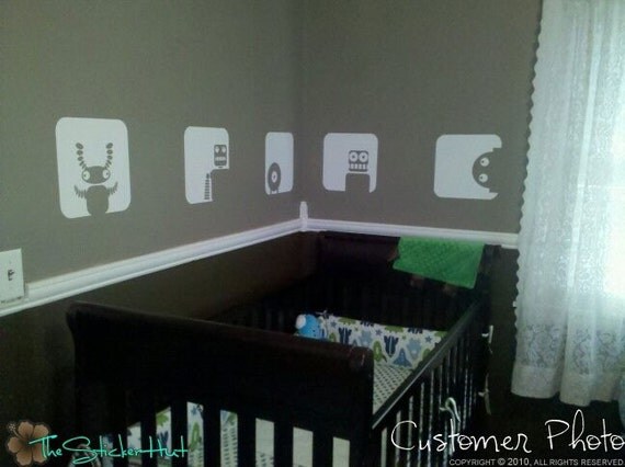 Robot Squares Boys Room Decor - Vinyl Wall Art Graphics Decals Stickers 979