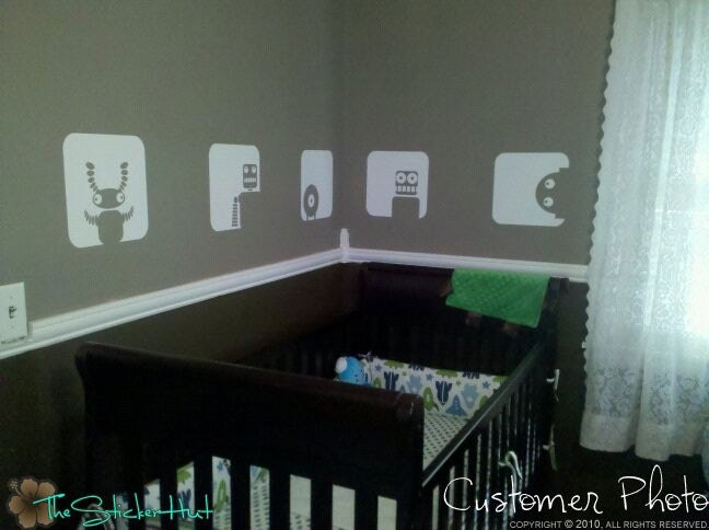Robot Squares Boys Room Decor - Vinyl Wall Art Graphics Decals Stickers 979