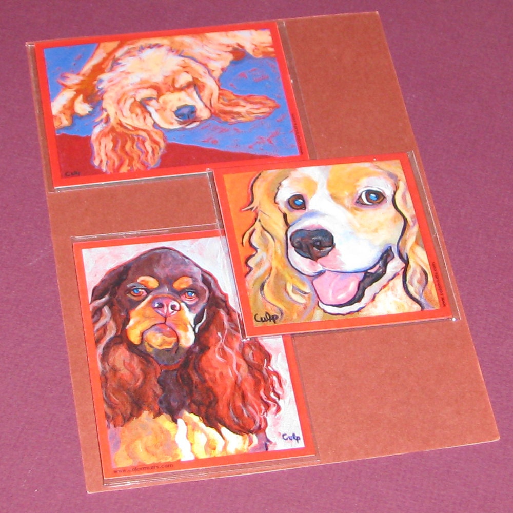 COCKER SPANIEL Dog Art set of 3 - Paintings by Lynn Culp
