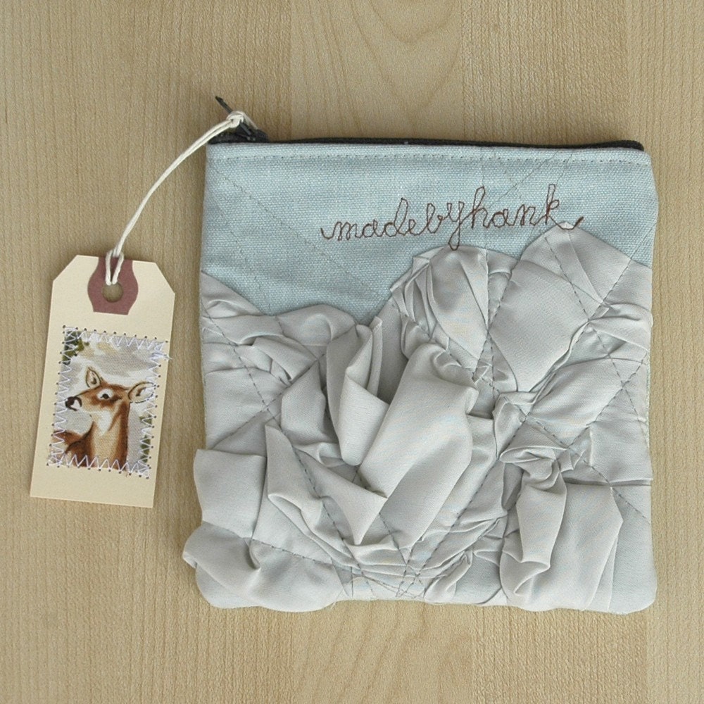 aqua on aqua tough ruffles zipper purse 