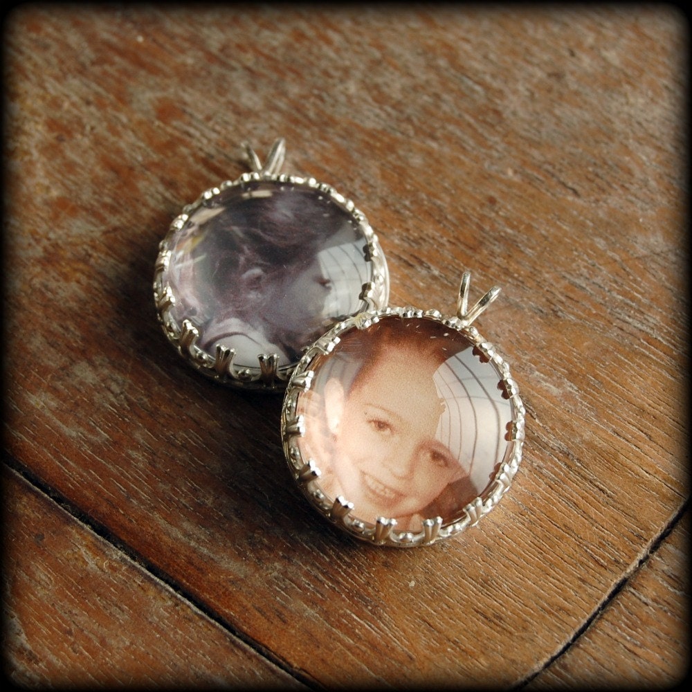 Fancy Round Custom Photo Pendant in Sterling Silver