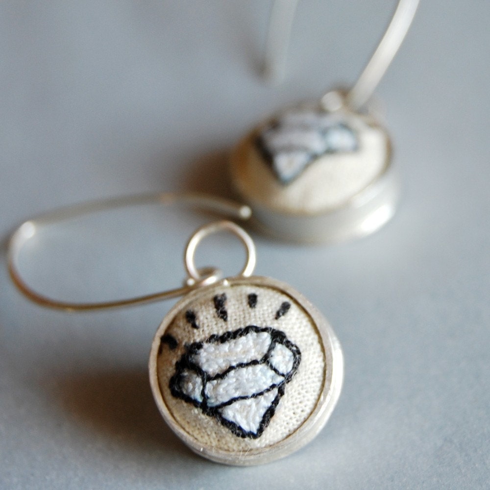 Embroidered Diamond Earrings with Marquise Style Hooks