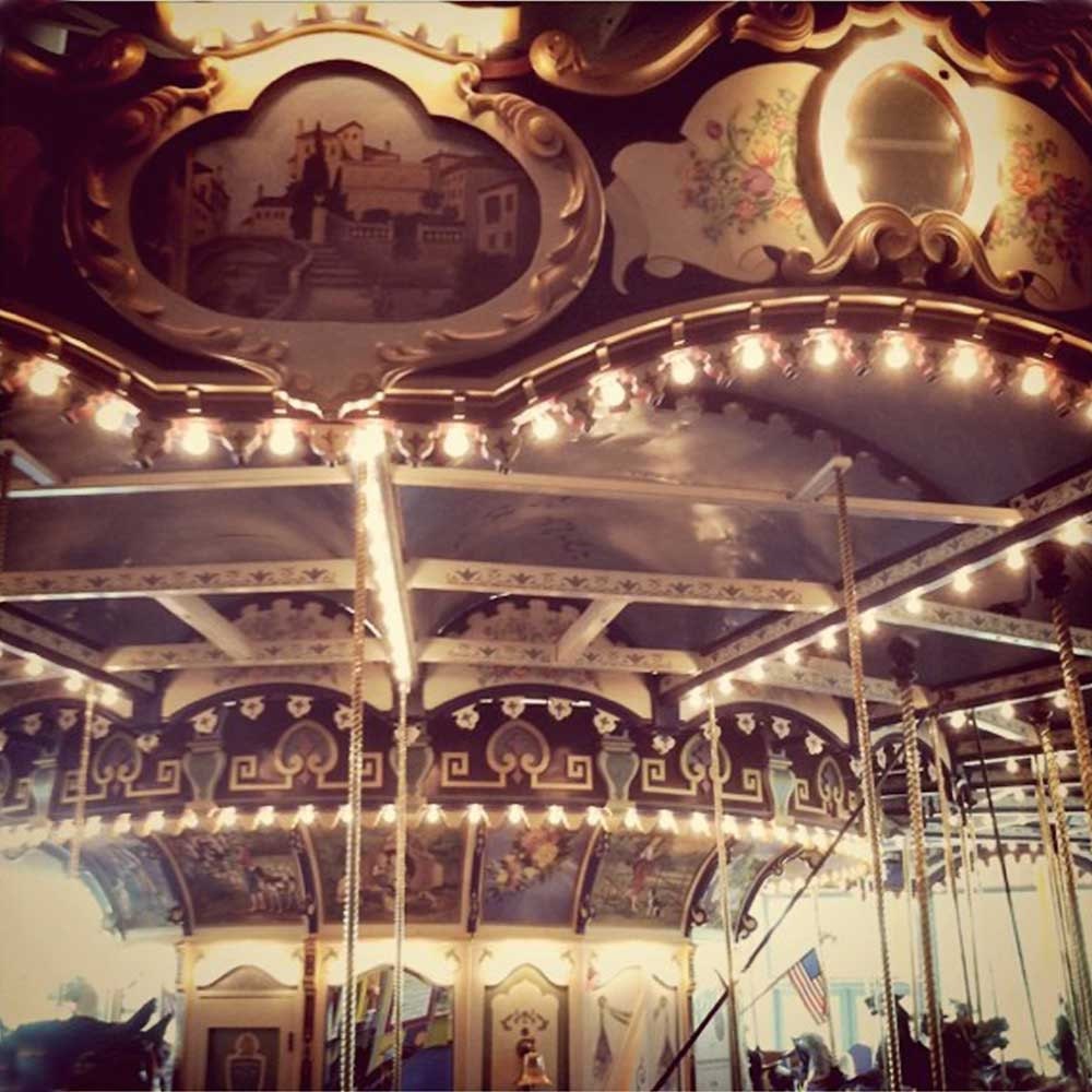 Carnival Photography Carousel Photo Merry Go Round blue brown teal shabby chic copper whimsical print print - Another Dream 8x8