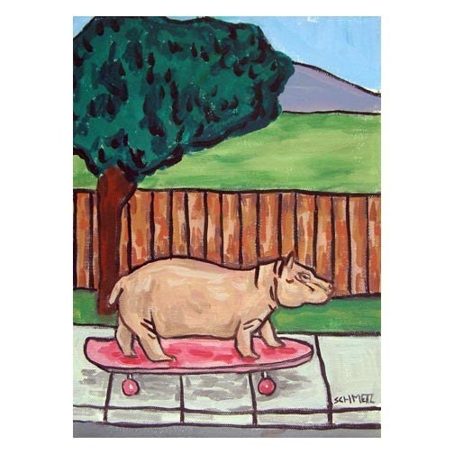 Hippopotamus on a Skateboard Art Print