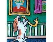 Basset Hound Playing the Saxophone Dog Art  Print 8x10