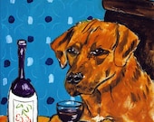 Rhodesian Ridgeback at the Wine Bar Dog Art Print 8x10