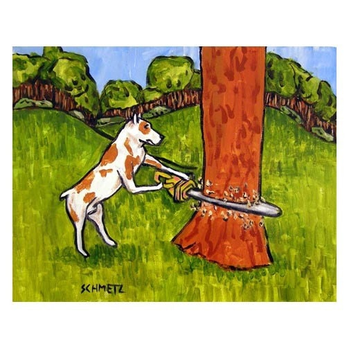 Pit Bull Terrier Lumberjack Dog Art Print