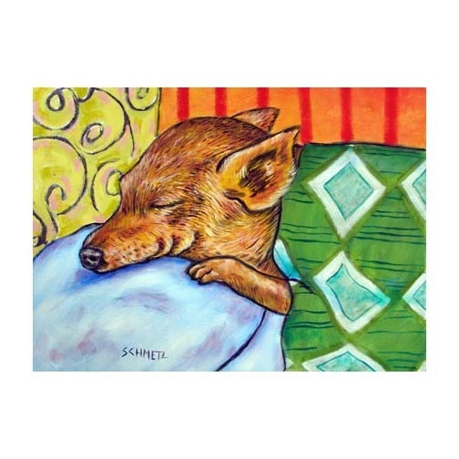 Chihuahua Sleeping in Bed Dog Art Print 8x10