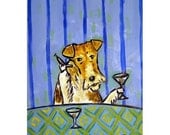 Fox Terrier Having a Martini Dog Art Print