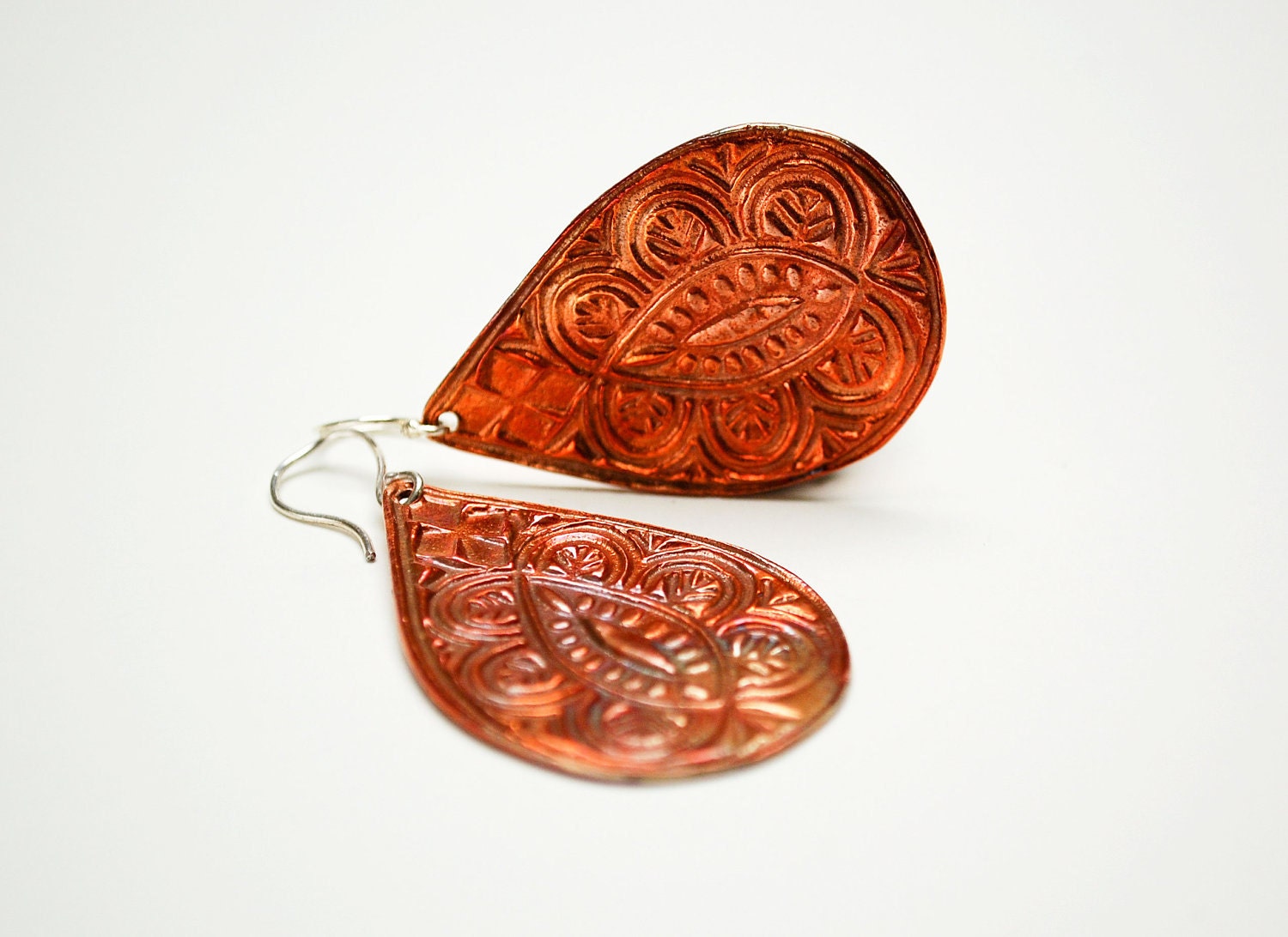 Copper India Paisley Drop Earrings