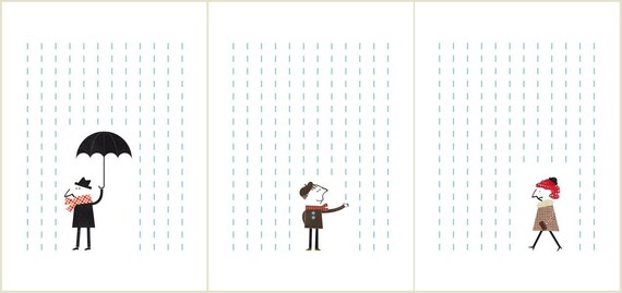 It's raining set of three prints