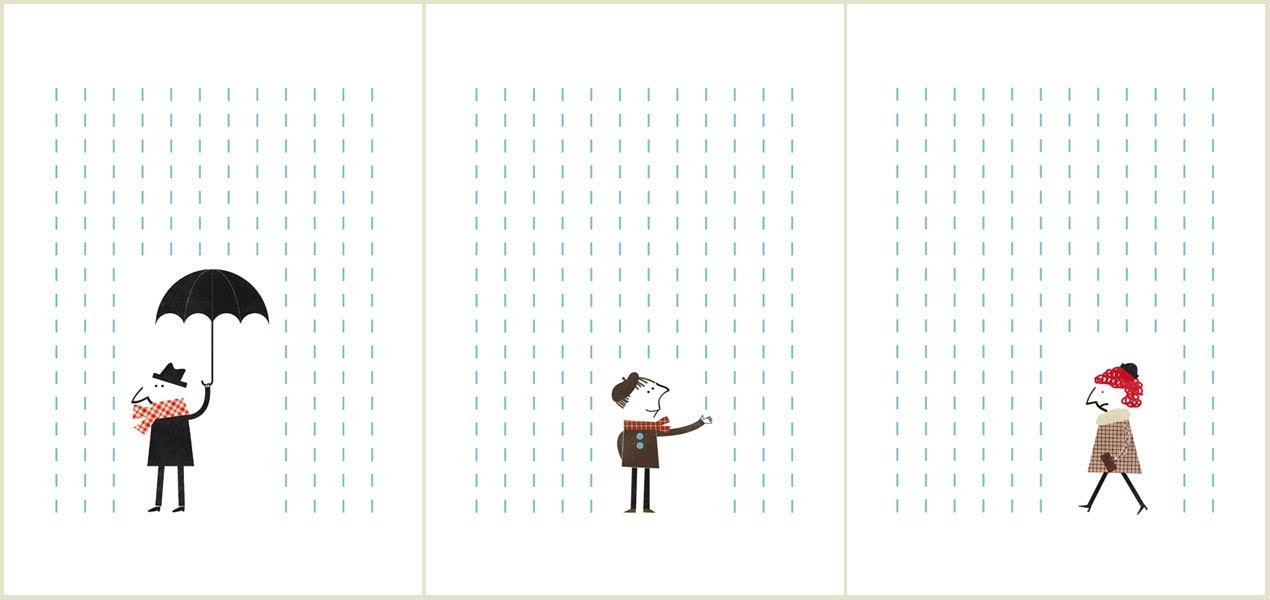 It's raining set of three prints