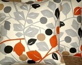 2 x 16" Rust Red Brown Leaf Holly Print Funky Contemporary Designer Retro Pillow Cases,Cushion Covers,Pillow Covers,Throw Pillow,NEW FABRIC