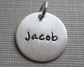 ADD a Name or a Date Charm - 5/8 inch Round sterling silver tag (AO001)