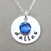 Handstamped Personalized Sterling Silver Keepsake Necklace with a Birthstone - One Name Charm (NN017)