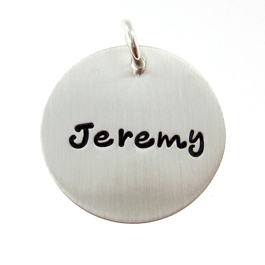 ADD a Name or a Date Charm - 3/4 inch ROUND sterling silver tag