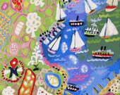 Abstract Art Print Sailboat Abstract - Print by Karen Fields 11 x 14