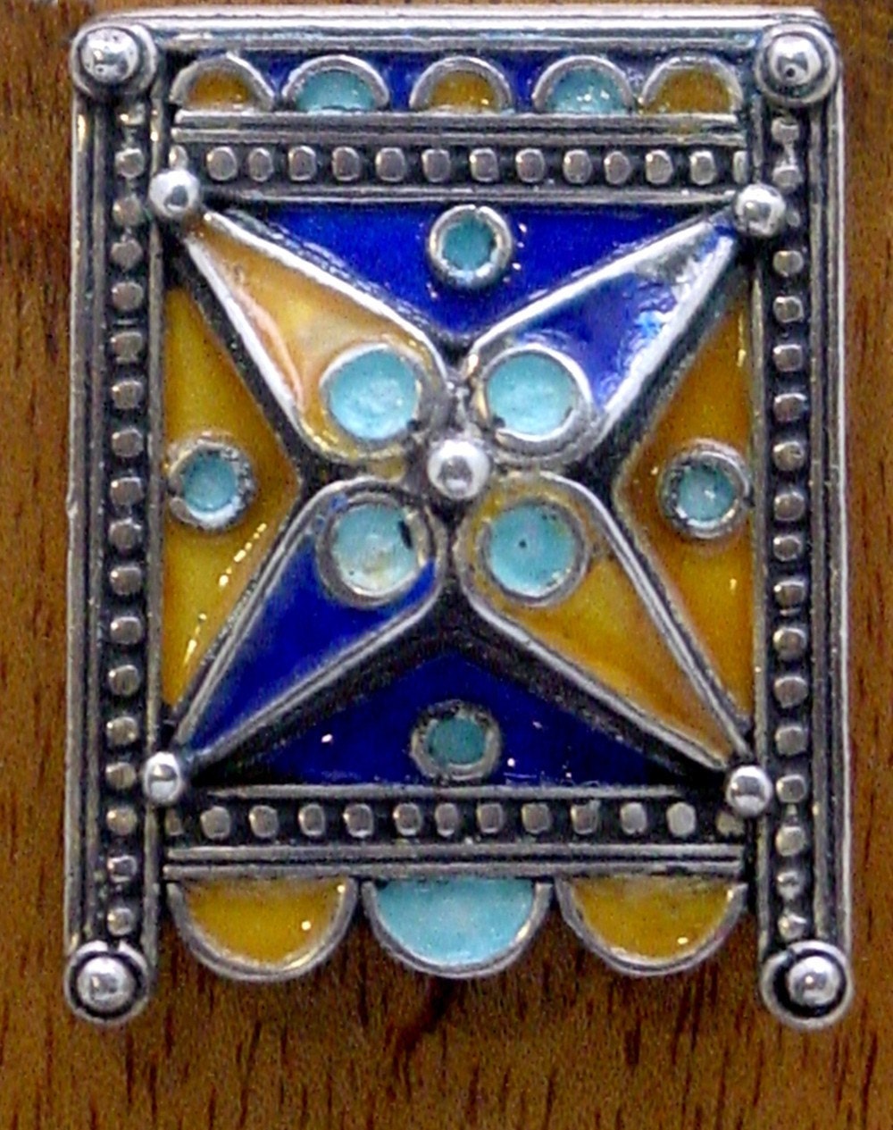 Vintage Moroccan Box Pendant with Lapis Lazuli