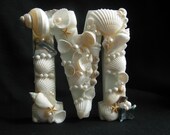 Beach Decor-M is for....White Shell-Embellished Letter M