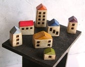 Fairy houses ... handmade clay houses, set of 7 ... instant little neighborhood...fairy gardens