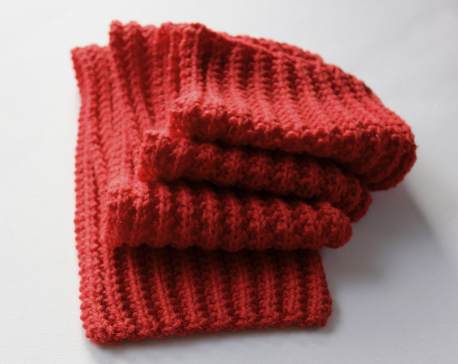 Scarf  READY TO SHIP  Red Knitted Soft Warm Handmade Unisex