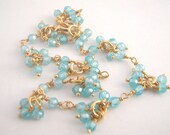 Aqua Cubic Zirconia Bracelet - Gold - Dangles - Elegant