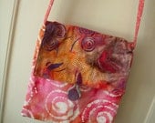 Unique Funky Pink Purple Orange Batik Flap Closure Pouch