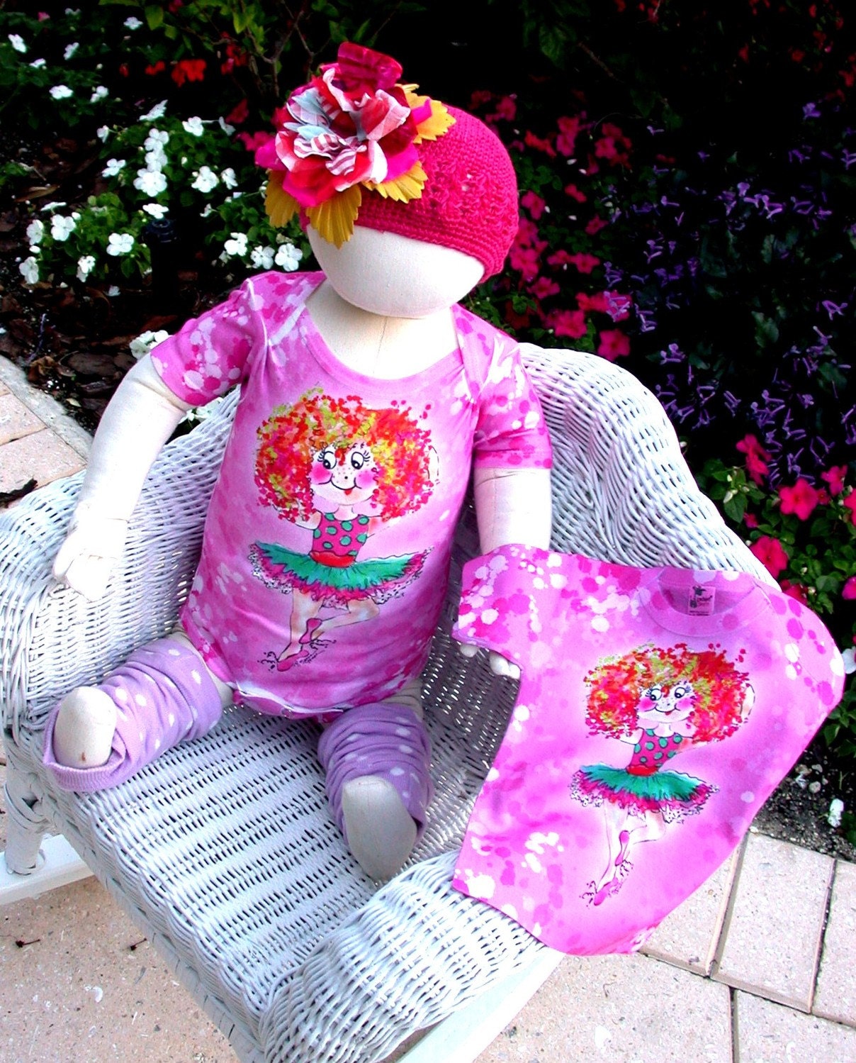 Sophia Ballerina HOT Pink Onesie Dance, Twirl, original art by  Rosanna Hope for Babybonbons