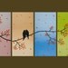 Original Modern Abstract Heavy Texture Impasto Palette Knife Painting Tree Landscape Wall Decor "Love Birds on Branches" by QIQIGALLERY