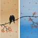 Original Modern Abstract Heavy Texture Impasto Palette Knife Painting Tree Landscape Wall Decor "Love Birds on Branches" by QIQIGALLERY