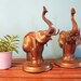 60s Pair of Antiqued BRASS Raised Trunk ELEPHANT BOOKENDS