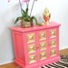 Vintage HOLLYWOOD REGENCY Hot Pink Gold Leaf CREDENZA Cabinet