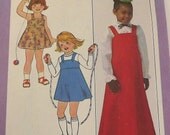 Vintage 70's Sewing Pattern, Girls Dress or Jumper, Size 3 & 4