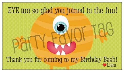 Set of 25 Monster Party Favor Tags Custom Personalized Il_170x135