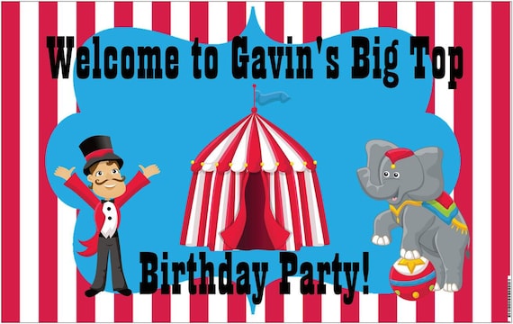 4ft x 2.5ft Vinyl Banner Circus Carnival Welcome Birthday Sign Personalized Il_570xn