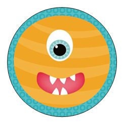 Set of 24 Small Round Monster Birthday Party Stickers Favor Tags Il_570xn