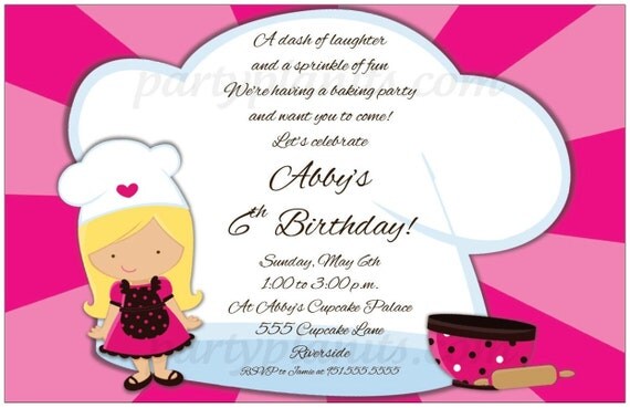 Set of 20 Baking Party Invitations Custom Chef Baker Il_570xn