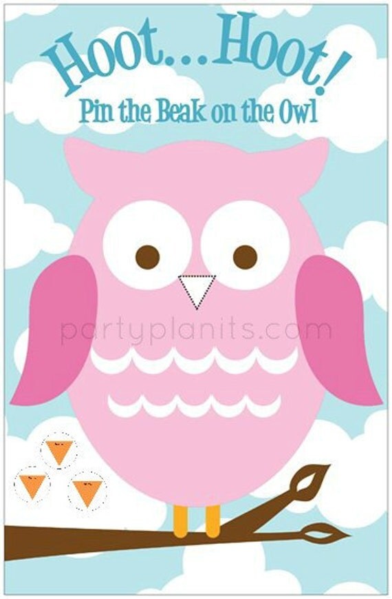 Owl Birthday Party Game Pin the Beak on the Owl Il_570xn
