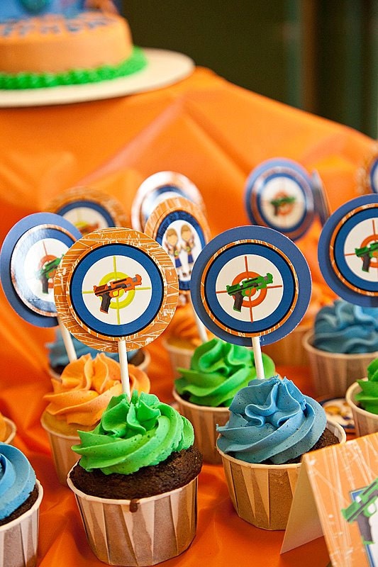 Set of 24 Dart Gun Cupcake Toppers Custom Il_570xn