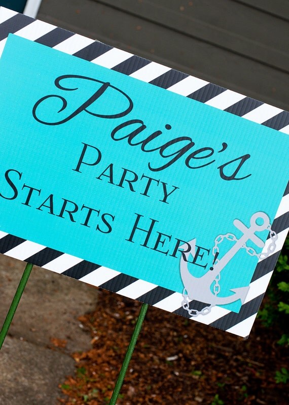 18"x12" Anchor Nautical Birthday Party Lawn Sign Il_570xn