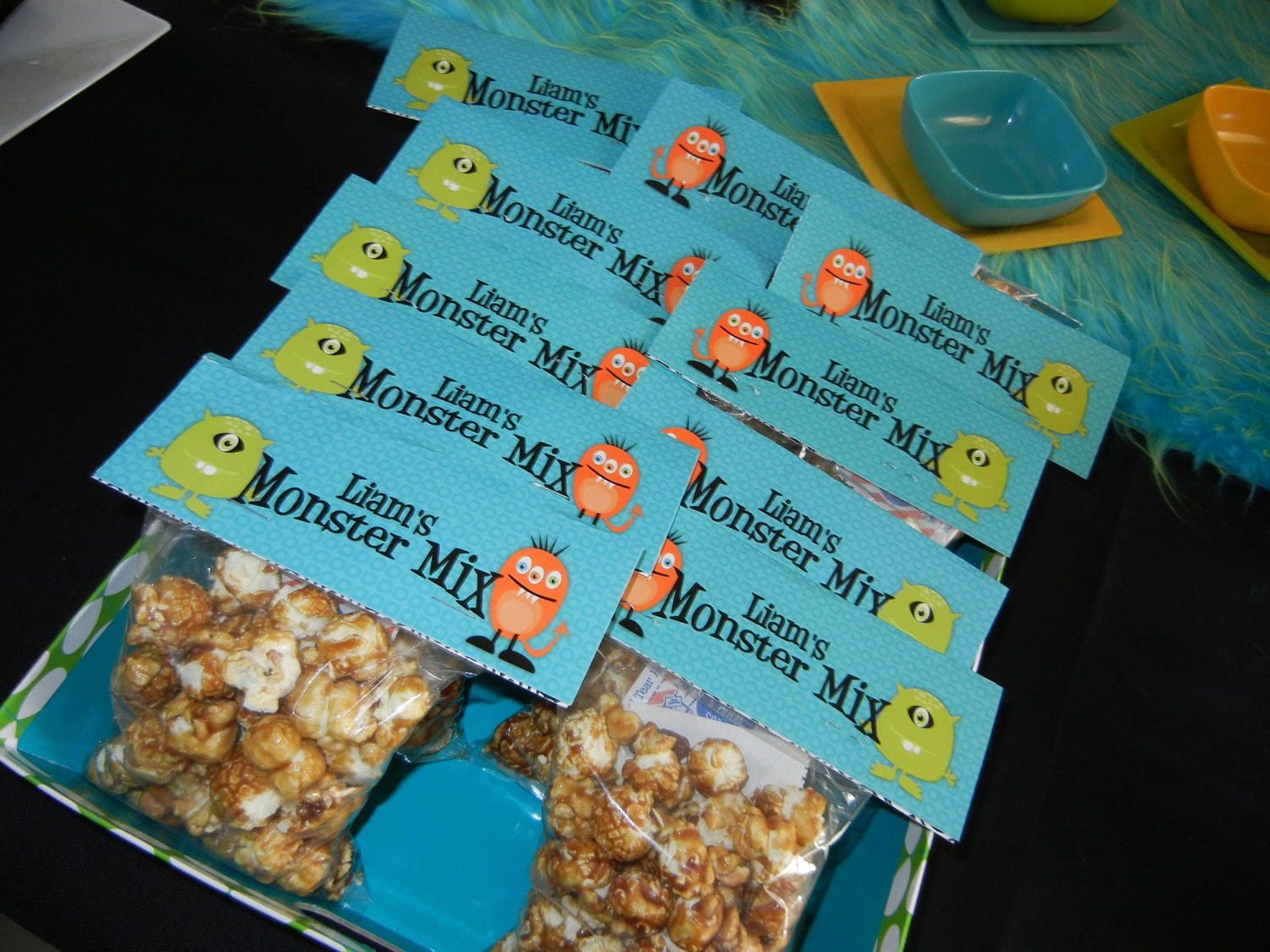Set of 10 Personalized Monster Favor Bag Toppers
