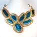 Statement Necklace blue green jewelry geode gold statement collar necklace