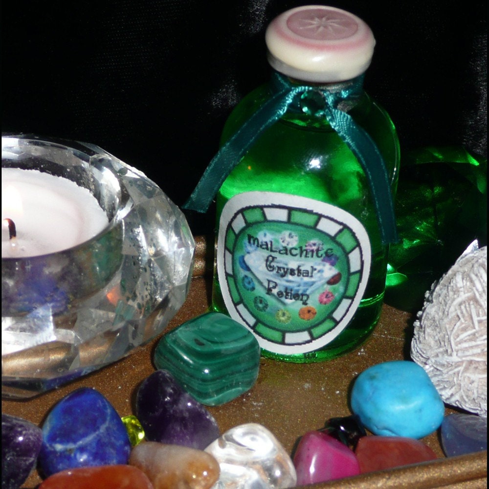 MALACHITE Crystal POTION Handmade NATURAL Rain Water