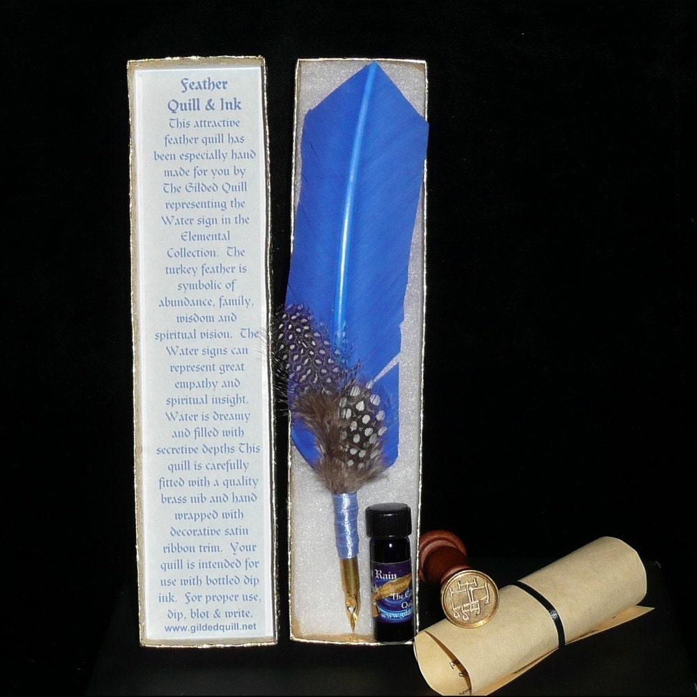 WATER Elemental QUILL Dip Pen and INK Set