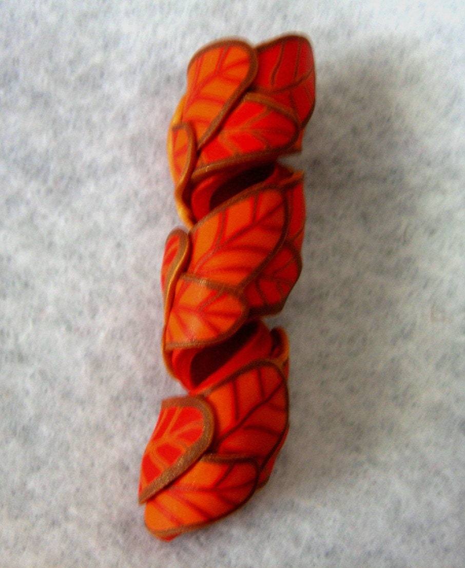 Dread Bead Red and Orange Leaf Coil You Choose Hole Size