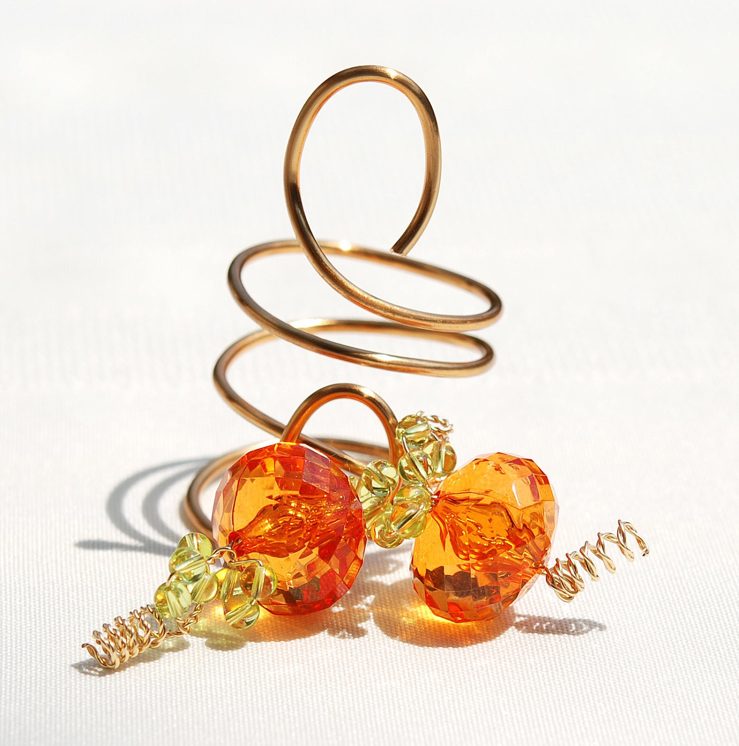 Wedding Party Favor Wine Bottle Decoration Festive Decor Beaded In Orange And Green - FALL Or AUTUMN Tones For The Reception
