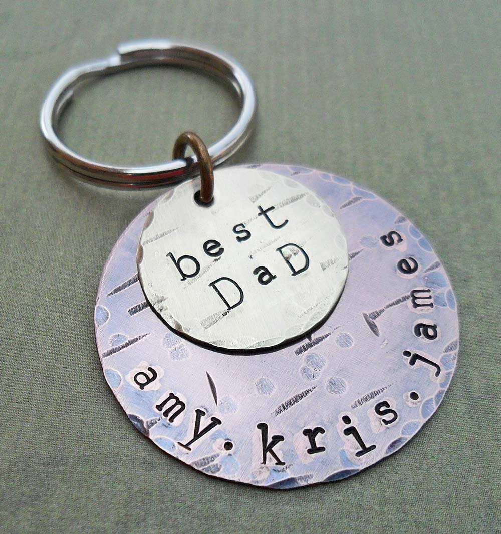 Personalized Dad Keychain - Father Dad - Custom Keychain - Mixed Metals - K7