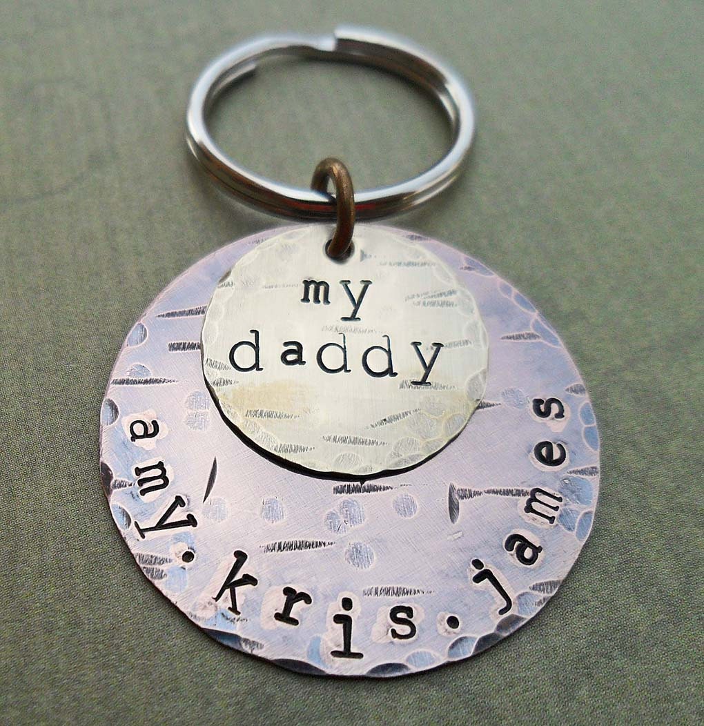 My Daddy Keychain - Personalized Father -Dad - Hand-Stamped Custom Names -  K8