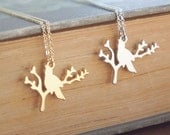yeahhello. singing bird branch necklace gold or silver